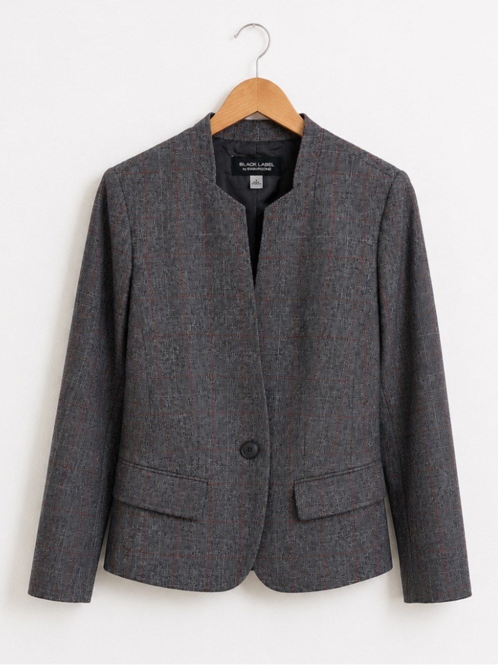 Black Label by Evan-Picone Gray Plaid Blazer | Size 6 | Career Chic